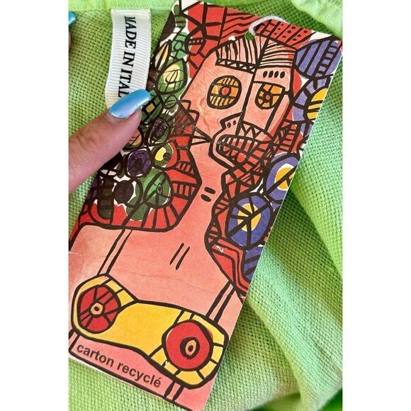 NWT Colette Mon Gilet 100% Linen Lightweight Green Raw Hem Dress Small - Picture 3 of 9